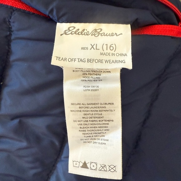 Eddie Bauer Kids Blue Puffer Jacket with Red Accents - Picture 3 of 3